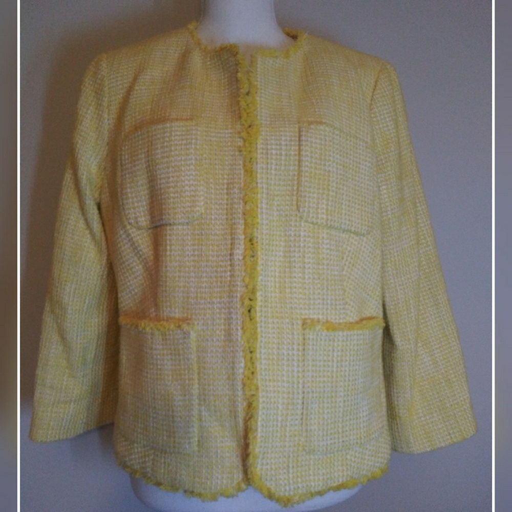 Talbots yellow tweed blazer size 12